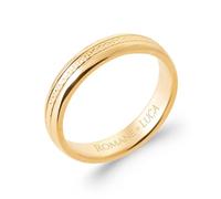 Bague Alliance Plaquée Or 18 Carats, 3 Rangs, Motifs Géométriques, Largeur 4 mm, Tailles 50 à 68, Gravure Incluse, marque Francaise, Bijou Mixte Homme Femme (66)
