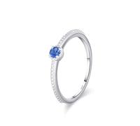 Bague Alliance, Une Bague de Mariage Argent Petit Zircon Bleu Argent 925 Taille 54