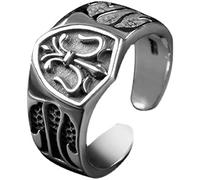 Bague ancre ouverte pour homme, chevalière vintage réglable nautique pirate marin ancre croix, anneau de trident personnalisé, bijoux de Noël cadeaux pour homme, papa, femme
