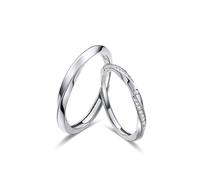 Bague Anneau Brillant Bague Argent 925 Femme Fine Argent Sterling Ruban de Möbius Réglable Populaire pour Couple Homme Sœur Saint Valentin Bijoux
