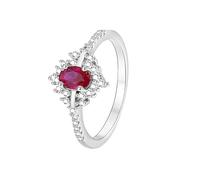 Bague Anneau Femme Bague 55 Argent Or Blanc 9 Carats Au375 Ruby Créé en Laboratoire Élégant Sœur pour Tante Anniversaire Bijoux