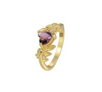Bague Anneau Femme Bague Améthyste Or 9 Carats Au375 Feuille Taille Mesdames pour Sœur Mariage Bijoux