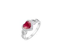 Bague Anneau Femme Bague Rouge Rubie Or Blanc 14 Carats Au585 Infini Creux avec Rubis en Forme de Cœur 1,1 CT et Diamant Taille Solide Non Plaqué Populaire pour Mesdames Action de Grâces Bijoux