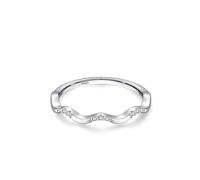 Bague Anneau Simple Femme Bague en Argent Sterling 925 pour Femme 1.3mm Zircone Cubique Vague Taille pour Sœur Mode