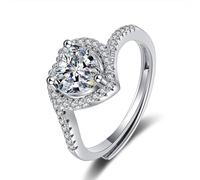 Bague Anneau Simple Femme Bague Ethnique Argent Or Blanc 18 Carats Diamant de Laboratoire Cœur Infini avec Pierre Précieuse Taille Épouse pour Tante Fiançailles Bijoux