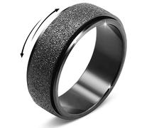 Bague anti-anxiété en acier inoxydable titane pour homme et femme, taille 6-12, largeur 6 mm, 5 couleurs : or rose, arc-en-ciel, argent, noir, bleu, 9, Métal, Aucune pierre précieuse