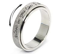 Bague anti-anxiété pour femme et homme - Bague rotative argentée arc-en-ciel noire en acier inoxydable - Taille 6, 7, 8, 9, 10, 8, Métal, Aucune pierre précieuse