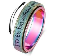 Bague anti-anxiété pour femme et homme - Bague rotative argentée arc-en-ciel noire en acier inoxydable - Taille 6, 7, 8, 9, 10, 6, Métal, Aucune pierre précieuse