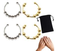 bague anti stress femme argent - set 4 pièces bagues ouvertes réglables acier inoxydable argenté doré - anneaux design minimaliste ajustables avec pochette noire 7x9 cm pour usage quotidien