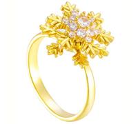 Bague Anti-Stress Femme en Forme de Flocons de neige de Noël Strass Bague Femme Élégante et Ludique Bague Anti-Stress Dorée avec Détails Brillants Idéale pour Relaxation et Style