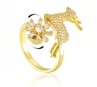 Bague Anti-Stress Femme en Forme de Wapiti de Noël Strass Bague Femme Élégante et Ludique Bague Anti-Stress Dorée avec Détails Brillants Idéale pour Relaxation et Style