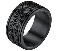 Bague Anti Stress Noire Homme Taille 64 Anneau Oeil de Dieu Bijoux Égyptienne Amulette de Protection pour Père