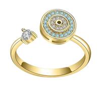 Bague anti-stress pour femme - Bague ouverte réglable en pierre de lune | Design convivial rotatif contre le mauvais œil, convient comme cadeau de bijoux anti-stress pour filles, adolescentes et