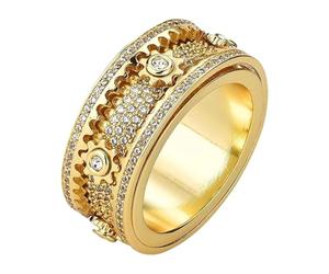 Bague Anti Stress Rotative | Cuivre Tailles 7-10 Engrenage Mobile Zircone Argent | Bijou Apaisant Design Étoilé | Réduction Tension Accessoire Mixte Couples Usage