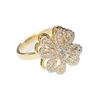 Bague Anxiété Femme Bijoux Bague en Cuivre Cadeau pour Femmes Filles Vacances Anneau Rotatif Bague Couleur Or