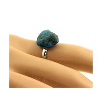 Bague Apatite bleu neon brut plaqué argent