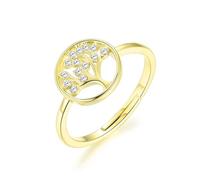 Bague Arbre de Vie Ajustable Plaquée Or Créée avec des Cristaux Zircondia®