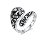 Bague Arbre de Vie en forme de cuillère, ajustable, large ouverture, unisexe, rétro, polyvalente et élégante, style hip-hop