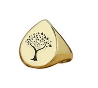 Bague Arbre de Vie en forme de poire | Argent sterling 925 plaqué or | Bijou cadeau, chevalière style vintage, bijou hypoallergénique fait main | LK_PDR_01637_11.5