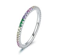 Bague Arc-en-ciel En Argent Sterling 925 Sertie De Zircons Pour Femme, Tendance Et Éblouissante, Avec Lunette Empilable, Bijoux Anillos, Cadeau