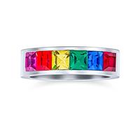 Bague Arc-En-Ciel LGBTQ En Acier Inoxydable Argenté Avec Gravure Personnalisée Unisexe Colorée Pour Le Mois De La Fierté Des Couples Alliance De Mariage Hommes Femmes En Acier Inoxydable 8MM