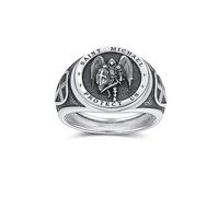 Bague Archange Michael en Argent Sterling 925 - Saint Michel Guerrier Protecteur Amulette Bijoux Cadeau pour Hommes et Femmes, Diamètre Intérieur: 19,1 mm/0,75 Zoll