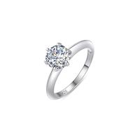 Bague Argent 925, Bague Alliance Femme Argent Solitaire Simple À Six Griffes Taille 56.5