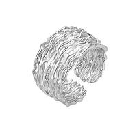 Bague Argent 925 Dames,Bagues en Argent Sterling 925 Chaîne Grosses Bagues Réglables Irrégularité Réglable Bagues en Sterling Bague De Fiançailles Cadeaux Bague pour Homme Filles Femme Bagues