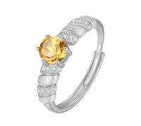 Bague argent 925 femme Bague solitaire en pierre précieuse naturelle, améthyste, citrine, topaze, péridot, grenat, plaquée or 14 carats, réglable, pour fiançailles, anniversaire, mariage, cadeau
