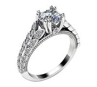 Bague Argent 925 Femme Fashion Full Imitation Zircon Ring Bague de fiançailles Bijoux Cadeaux