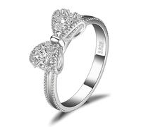 Bague Argent 925 Femme,Femmes Bague Noeud Papillon Promesse Mariage Bagues de Mariage Bijoux Pour Dame Anniversaire Mariages Couleurs Or,Argent et Cuivre (Argent, No. 10)