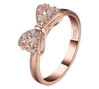 Bague Argent 925 Femme,Femmes Bague Noeud Papillon Promesse Mariage Bagues de Mariage Bijoux Pour Dame Anniversaire Mariages Couleurs Or,Argent et Cuivre (Or rose, No. 6)