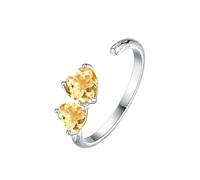 Bague Argent 925 Femme Reglablebague Solitaire En Topaze Et Grenat Pierre Précieuse Naturelle Pour Promesse Fiançailles Cœur Alliance Ouverte Bijoux Cadeau Citrine