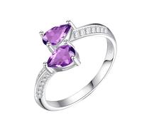 Bague Argent 925 Femme Reglablebagues De Fiançailles En Véritable Citrine/Améthyste/Rubis À Double Larme Pour Elle Alliance D'Anniversaire De Promesse Alliance De Mariage Réglable En Forme De G