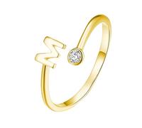 Bague Argent 925 Femme Reglablebagues Initiales Pour Femmes Empilables En Oxyde De Zirconium Avec Lettres Initiales Incrustées De Cristaux Plaquées Or 14 Carats Ouvertes Et Réglables Pour Le Pouc