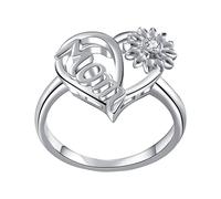 Bague Argent 925 Femme Soleil Fleur Tournesol Coeur Anneau Amour Maman Anneaux Pour Femmes Amour Maman Tournesol Argent Couleur Bague Cadeau Pour La Fête Des Mères Bijoux De Mode