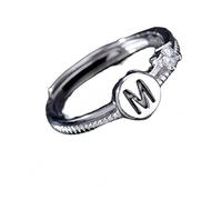 Bague Argent 925 Femmebague Initiale En Argent Pour Femmes Et Hommes, Ajustable Et Empilable, Lettre De L'Alphabet Az, Anneau De Pouce Scintillant En Oxyde De Zirconium, Fiançailles, Mariage, Promes