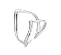 Bague Argent 925 Pour Femme Filles, Bague Infini Zircone, Empilable, Réglable,Élégante,Bague de Fiançailles Femme, Cadeaux de Bijoux pour Fille, Mère, Copine (Amour V)
