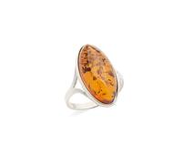 Bague argent ambre cognac - taille 56 mm