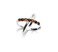 Bague argent ambre cognac - taille 56 mm