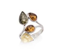 Bague argent ambre multi - taille 56 mm