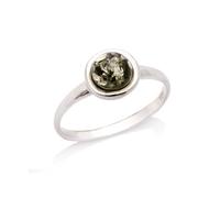 Bague argent ambre verte - taille 52 mm