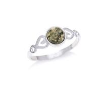Bague argent ambre verte - taille 52 mm