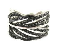 Bague Argent 'Les Ailes d'Ange' noir - LES TRESORS DE LILY - M5561 - Oxyde de zirconium - Femme - Platine 54