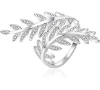 Bague argent marquante avec feuilles AGT-R27W - Circonférence : 52 mm.