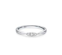 Bague Argent Massif, Bague Fiançailles Argent Simple À Trois Pierres avec Rond Blanc Oxyde de Zirconium Taille 51.5