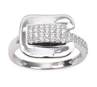 Bague argent 'Sissi' LES TRESORS DE LILY - 14x12 mm - Oxyde de zirconium - Blanc argenté (rhodié) 56