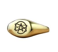 Bague athéisme gravée, forme ovale | Argent sterling 925 plaqué or | Bijou cadeau, chevalière style vintage, hypoallergénique, fait main | LK_PDR_01512_8.5