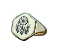 Bague attrape-rêves hexagonale | Argent sterling 925 plaqué argent | Bijou cadeau, chevalière style vintage, bijou hypoallergénique fait main | LK_PDR_01533_10.5