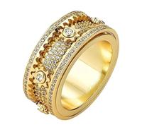 Bague avec engrenage rotatif, mécanique silencieuse Mindfulness Fidget étoilée, bague à engrenage rotatif | Convient pour homme et femme, anniversaire, bureau, maison, école, méditation, relaxation en